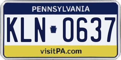 PA license plate KLN0637