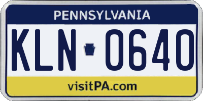 PA license plate KLN0640