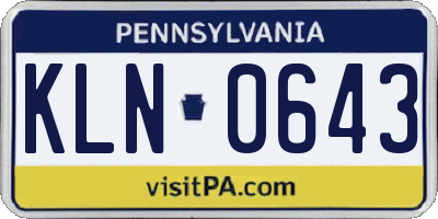 PA license plate KLN0643