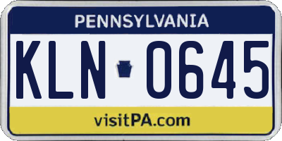 PA license plate KLN0645