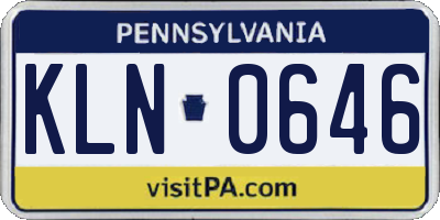 PA license plate KLN0646