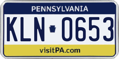 PA license plate KLN0653
