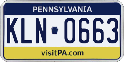 PA license plate KLN0663