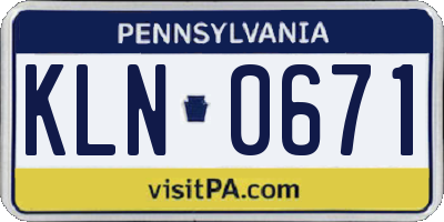 PA license plate KLN0671
