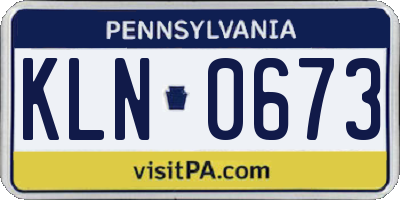 PA license plate KLN0673