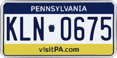 PA license plate KLN0675