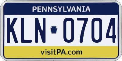 PA license plate KLN0704