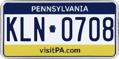 PA license plate KLN0708