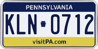 PA license plate KLN0712