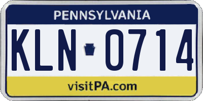 PA license plate KLN0714