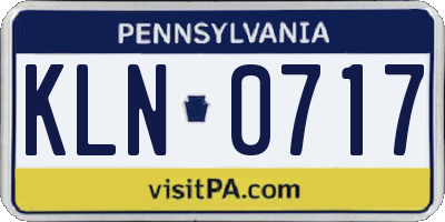 PA license plate KLN0717
