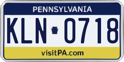 PA license plate KLN0718