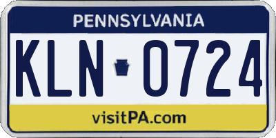 PA license plate KLN0724