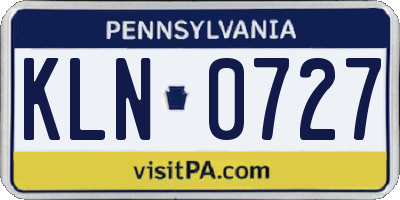 PA license plate KLN0727