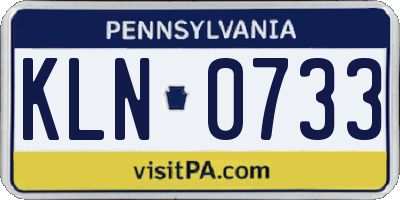 PA license plate KLN0733