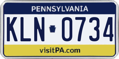PA license plate KLN0734