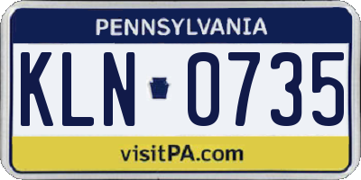 PA license plate KLN0735