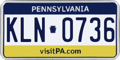 PA license plate KLN0736