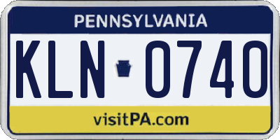 PA license plate KLN0740
