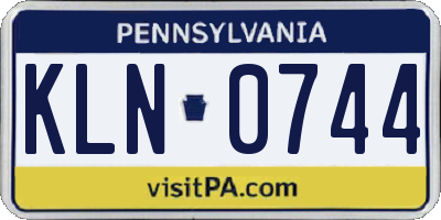 PA license plate KLN0744