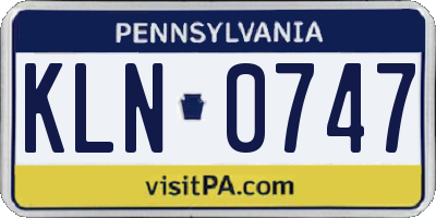 PA license plate KLN0747