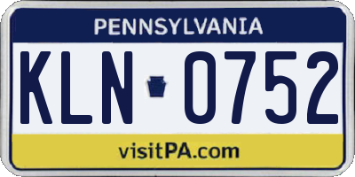 PA license plate KLN0752