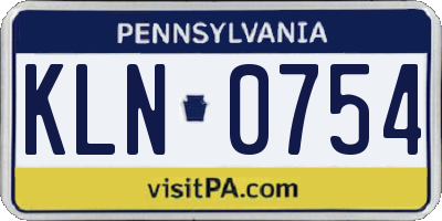 PA license plate KLN0754
