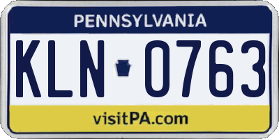 PA license plate KLN0763