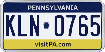 PA license plate KLN0765