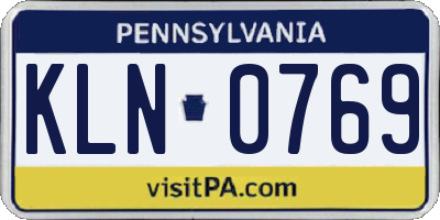 PA license plate KLN0769