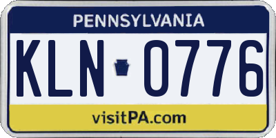 PA license plate KLN0776