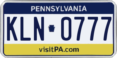 PA license plate KLN0777