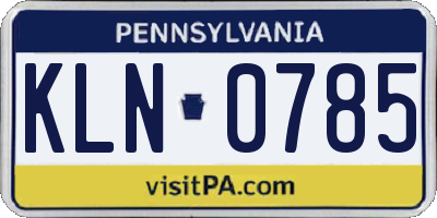 PA license plate KLN0785