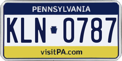 PA license plate KLN0787