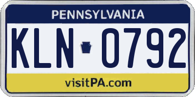 PA license plate KLN0792