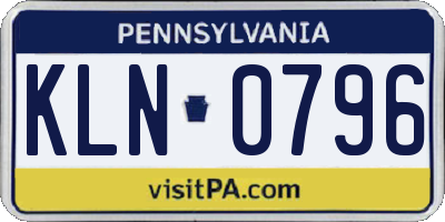 PA license plate KLN0796