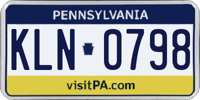 PA license plate KLN0798