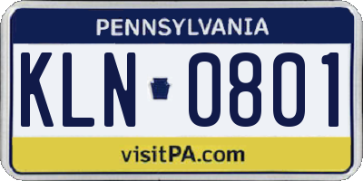PA license plate KLN0801