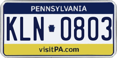 PA license plate KLN0803