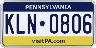 PA license plate KLN0806