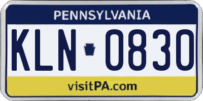 PA license plate KLN0830