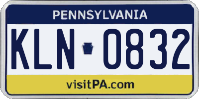 PA license plate KLN0832