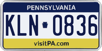 PA license plate KLN0836