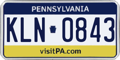 PA license plate KLN0843