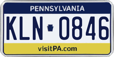 PA license plate KLN0846