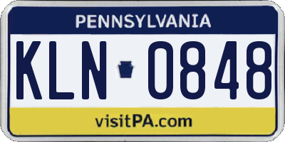 PA license plate KLN0848
