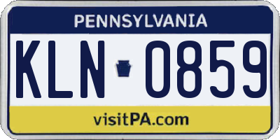 PA license plate KLN0859
