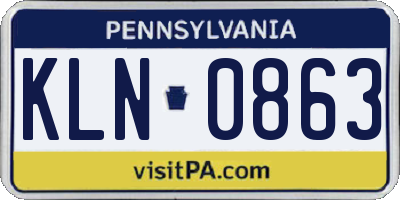 PA license plate KLN0863