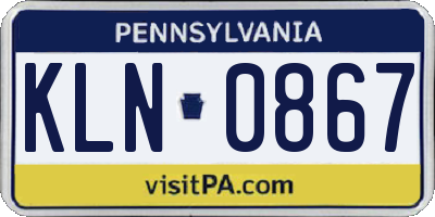 PA license plate KLN0867