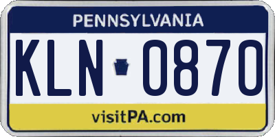 PA license plate KLN0870